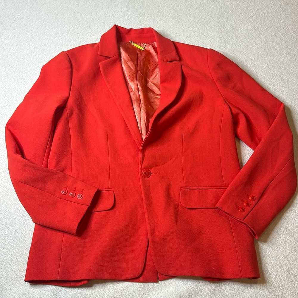 Trina Turk Women’s Orange Pistache Blazer Jacket - Picture 2 of 7